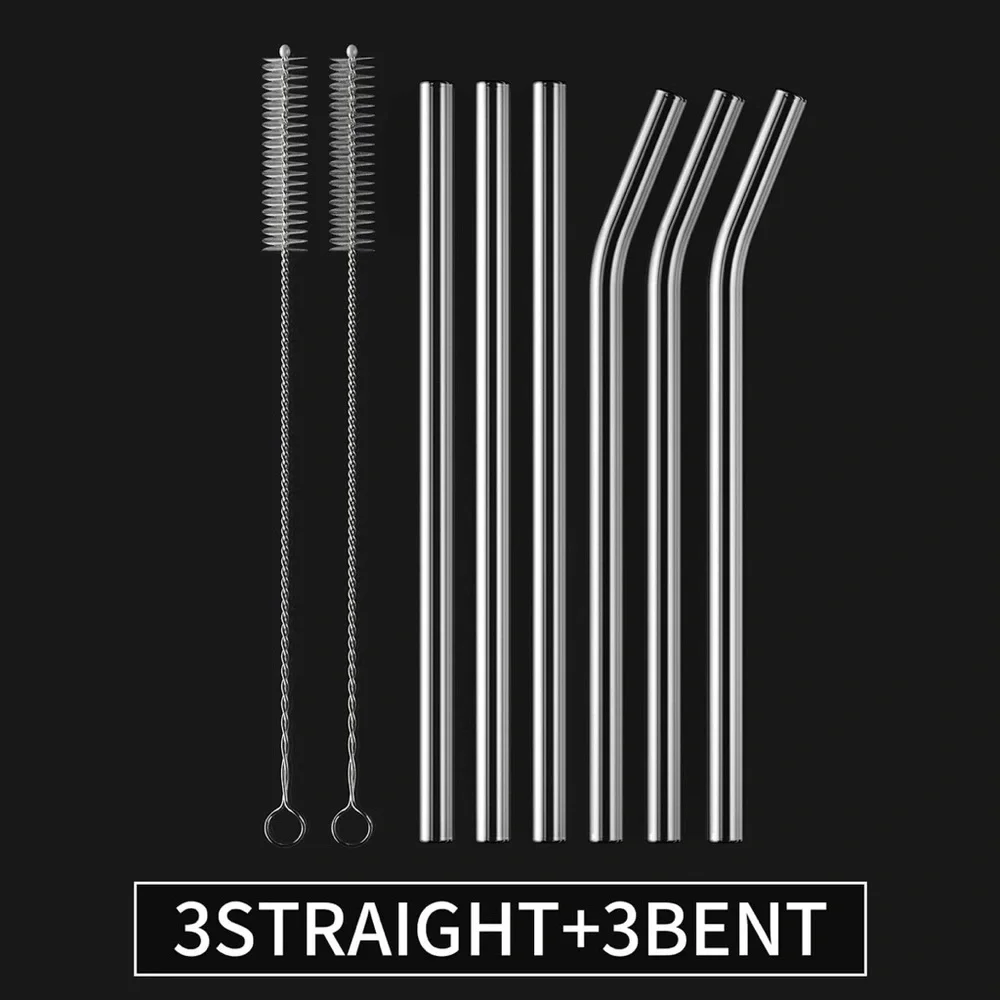 Clear Glass Straw Set